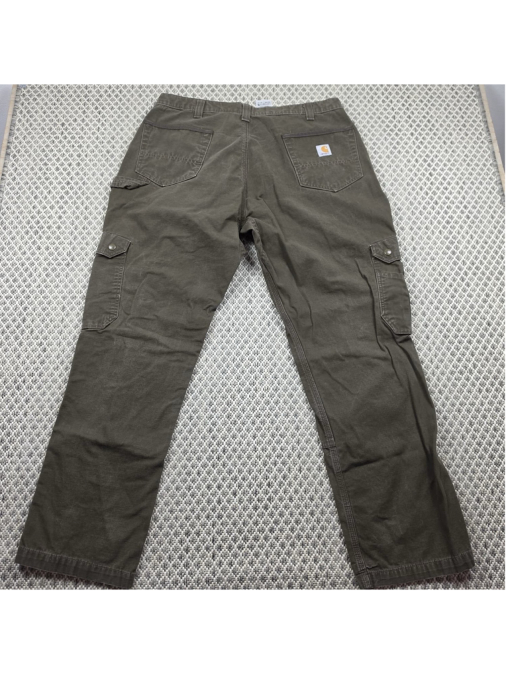Carhartt Double Knee Cargo Pants Mens 40x32 Olive Brown Ripstop Workwear Utility - Picture 3 of 13